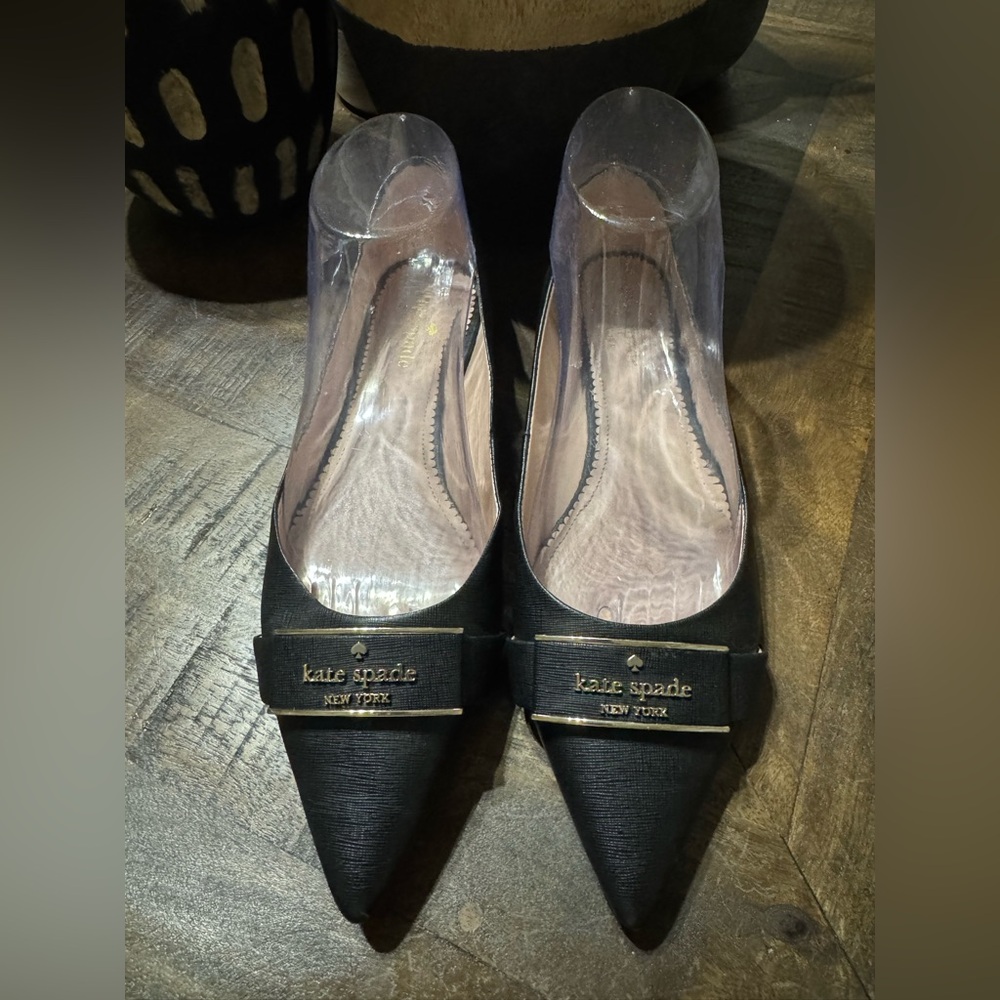EUC Kate Spade Deneuve leather pointed-toe flats in black
